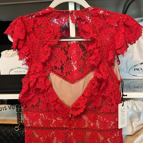 Saylor red lace dress - Picture 3 of 4